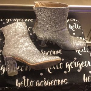 Cape Robbin glitter boot/ clear plexiglass heel.